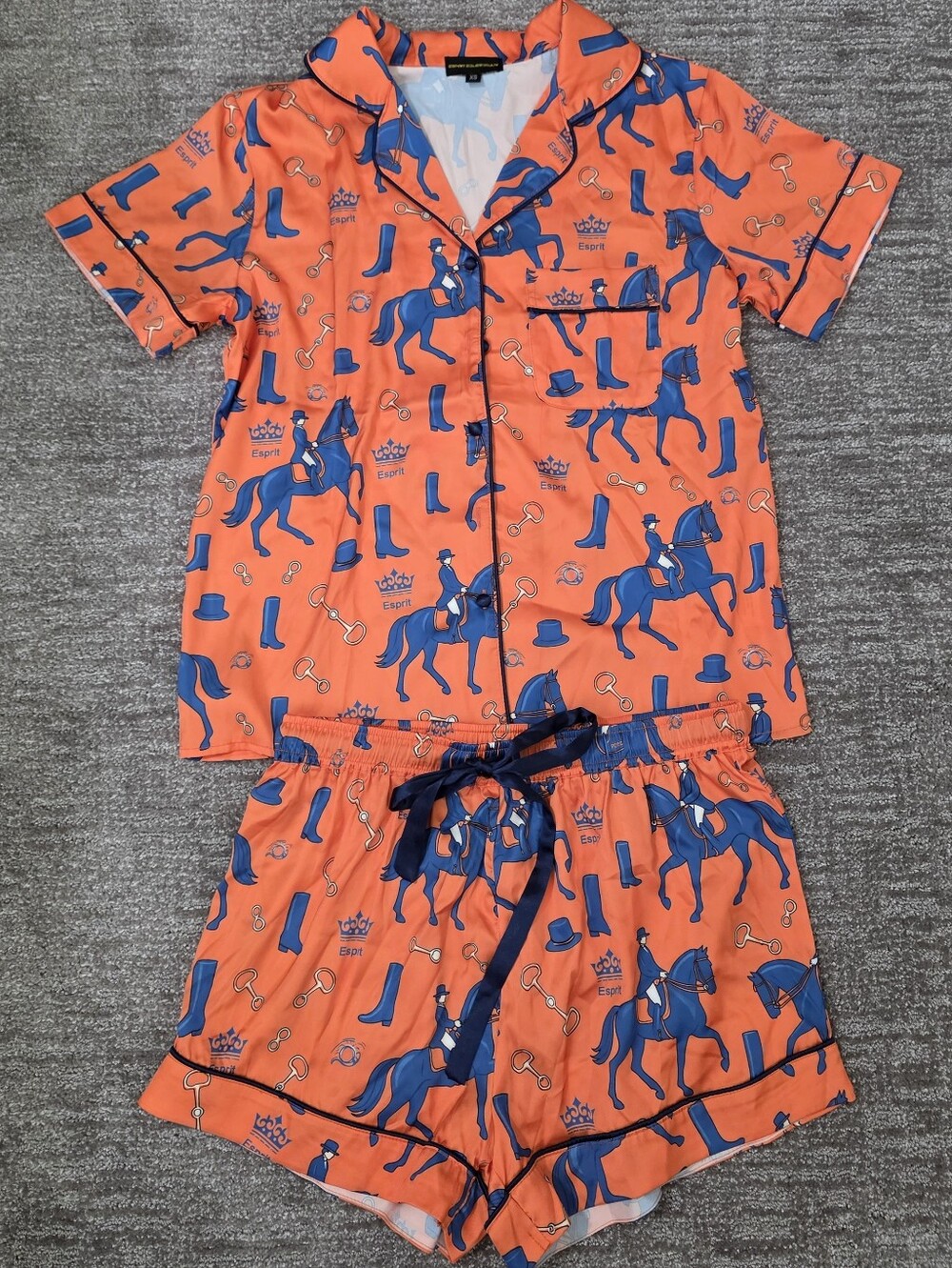 Esprit Equestrian Grand Prix Short Pajama Set Horsegirl Core Preppy Lounge XS